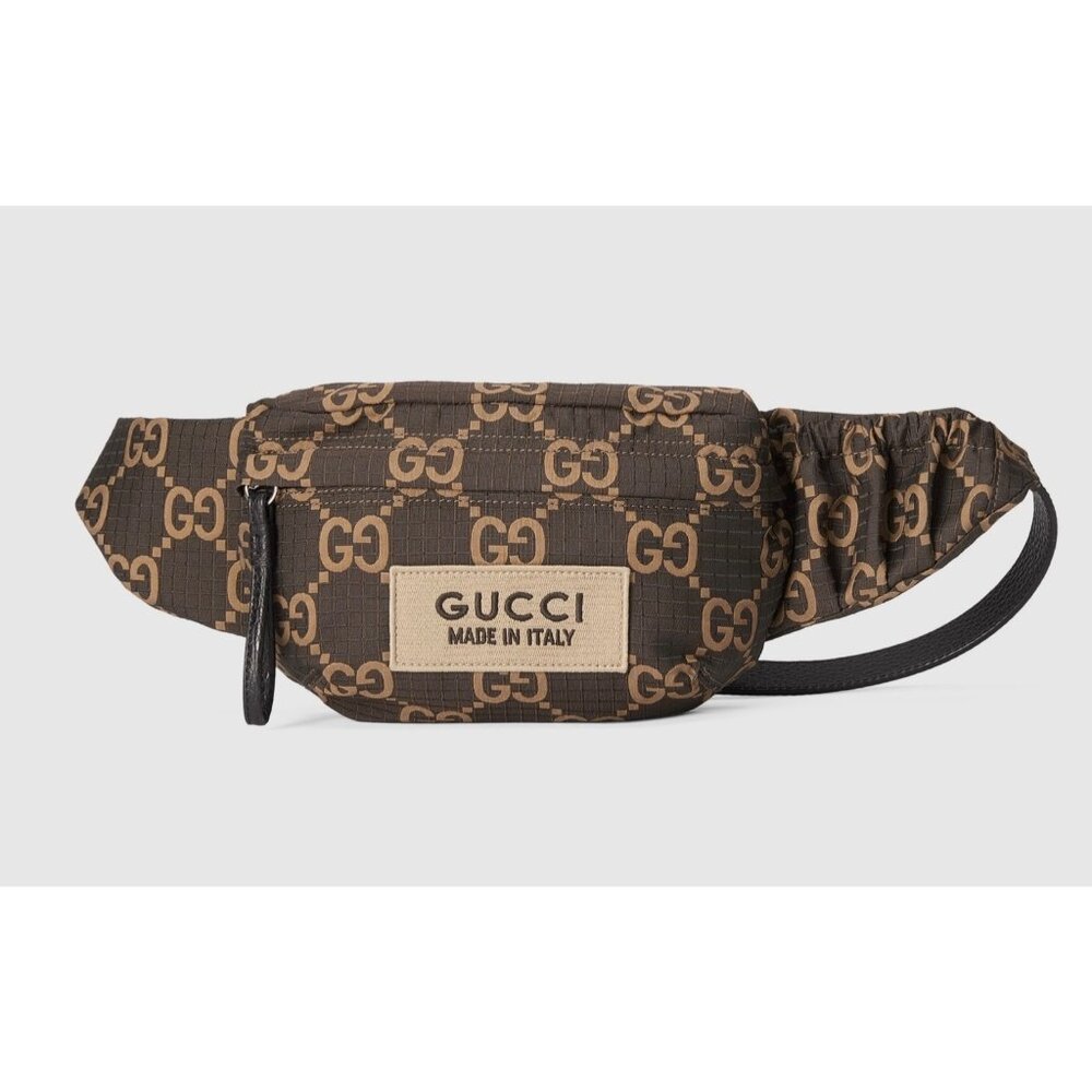 Gucci Ripstop GG Monogram Patch Belt Bag Beige Ebony 80cm 767934